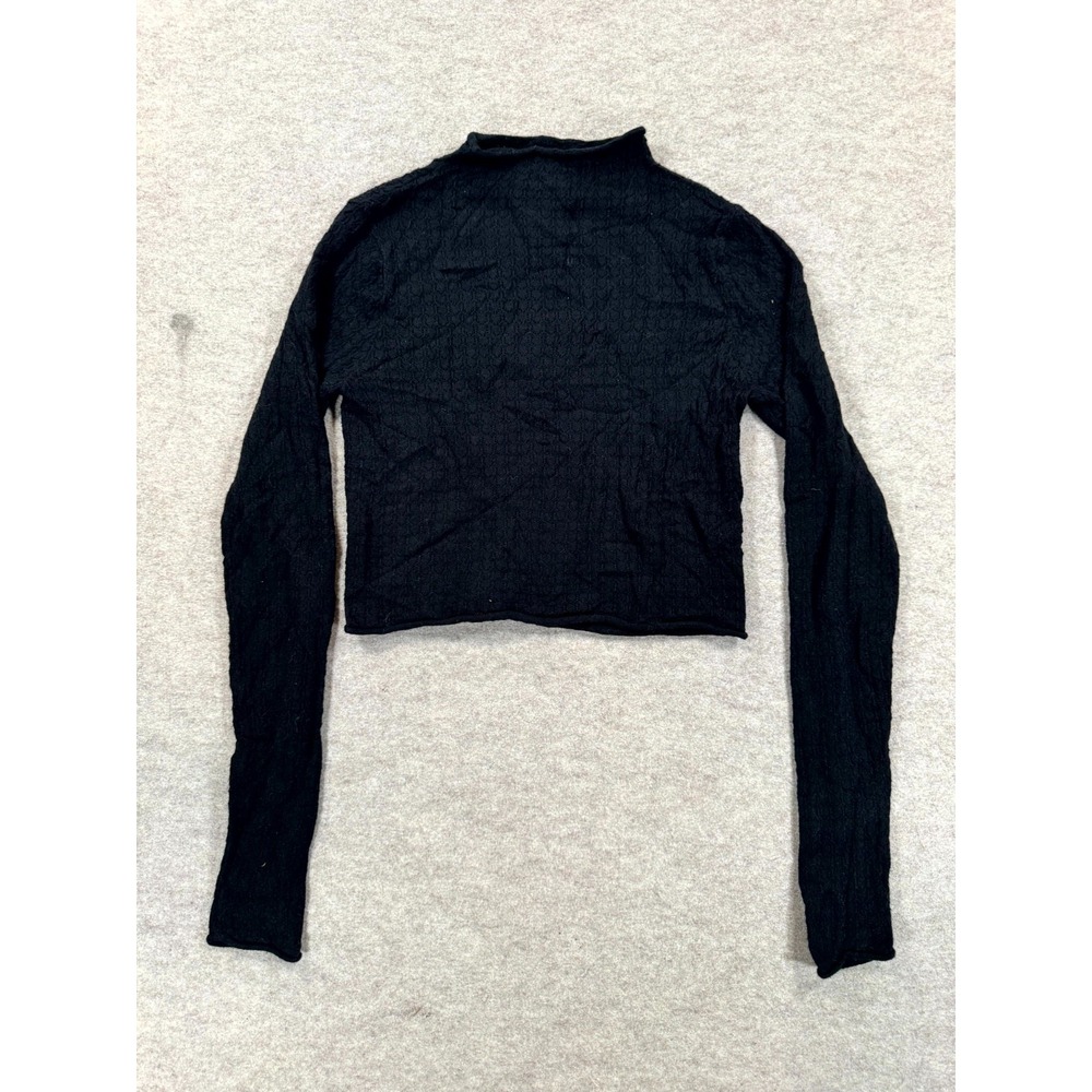 Wild Fable Cropped Top Womens XS Black Long Sleeve Casual Mock Neck Pullover